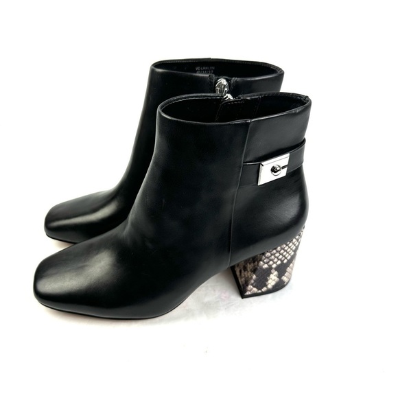 Vince Camuto Shoes - Vince Camuto Laiklen Bootie 6.5 Black Leather Snakeskin Heel Ankle Boot NEW 37